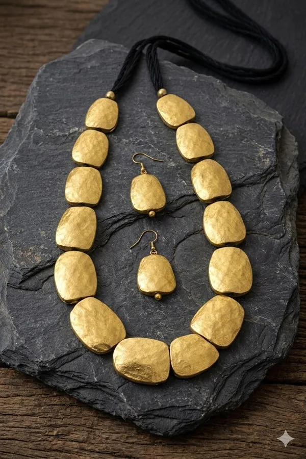 Oxidised_Gold_Tone_Necklace_Set_With_Earrings