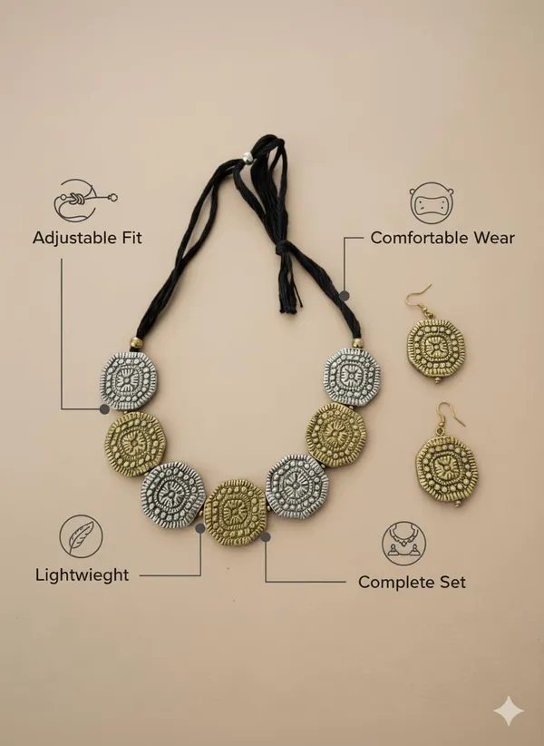 Oxidised_Dual_Tone_Choker_Necklace_Set_With_Earrings