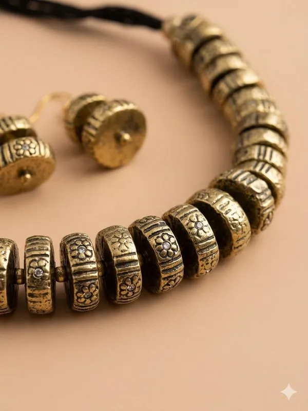 Oxidised_Coin_Necklace_Set_With_Earrings