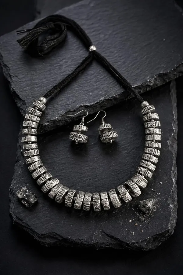 Oxidised_Tribal_Coin_Necklace_Set_With_Earrings