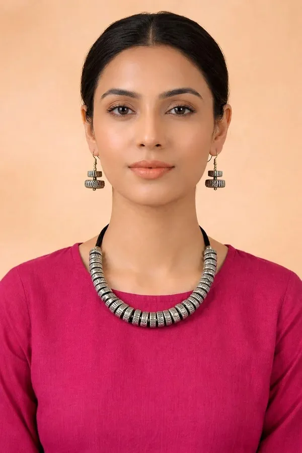 Oxidised_Tribal_Coin_Necklace_Set_With_Earrings