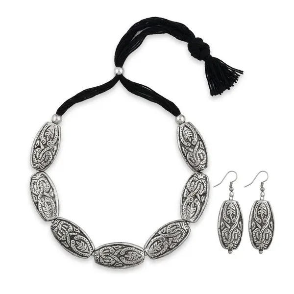 Oxidised_Paisley_Necklace_Set_With_Earrings