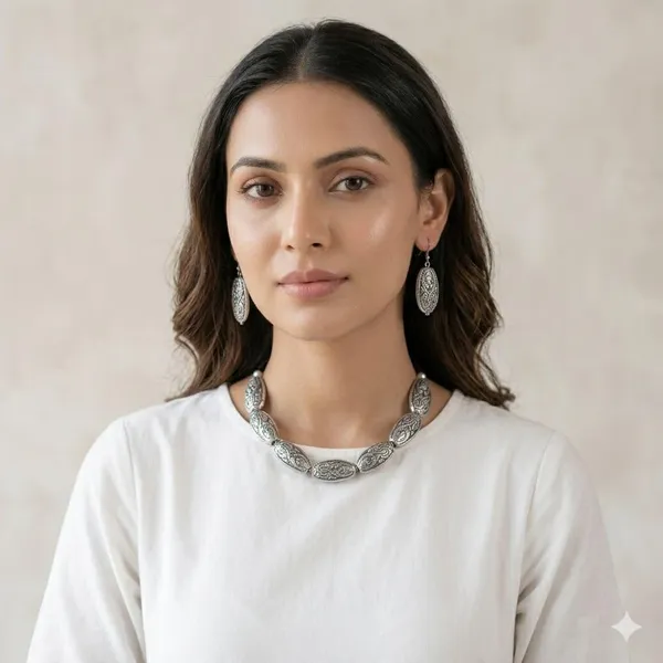 Oxidised_Paisley_Necklace_Set_With_Earrings