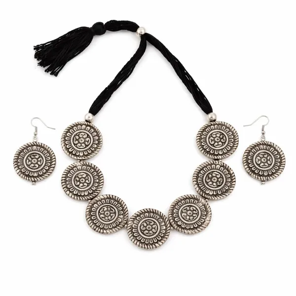 Oxidised_Coin_Necklace_Set_With_Earrings
