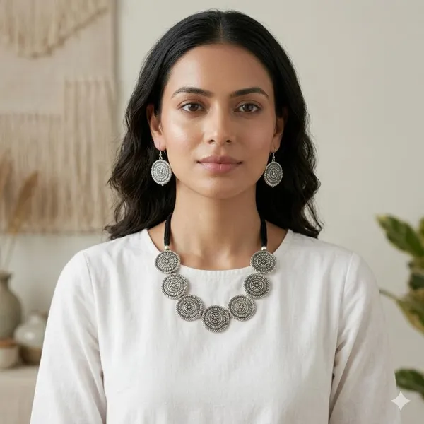 Oxidised_Coin_Necklace_Set_With_Earrings