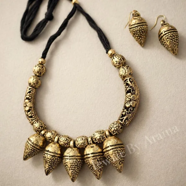 Oxidised_Tribal_Bell_Necklace_Set_With_Earrings