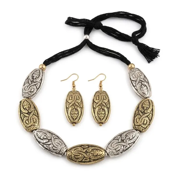 Oxidised_Paisley_Necklace_Set_With_Earrings