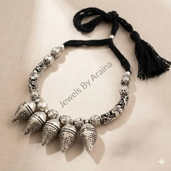 Oxidised_Tribal_Bell_Necklace_Set_With_Earrings