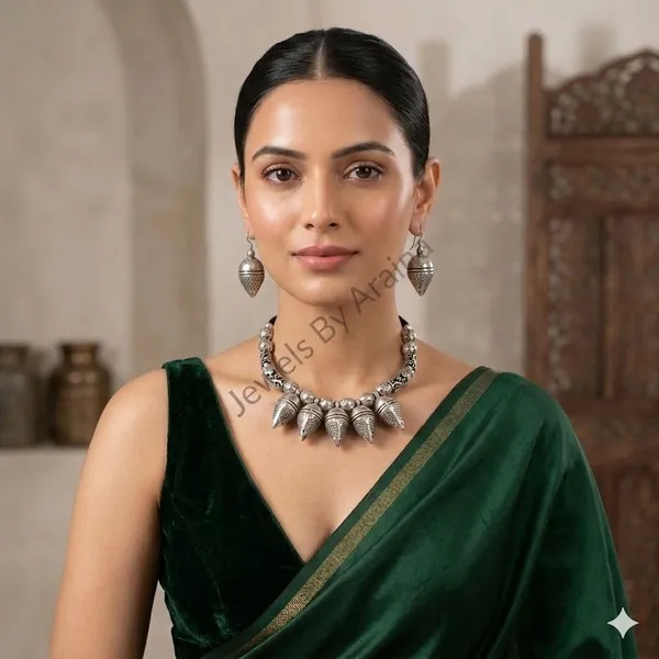 Oxidised_Tribal_Bell_Necklace_Set_With_Earrings