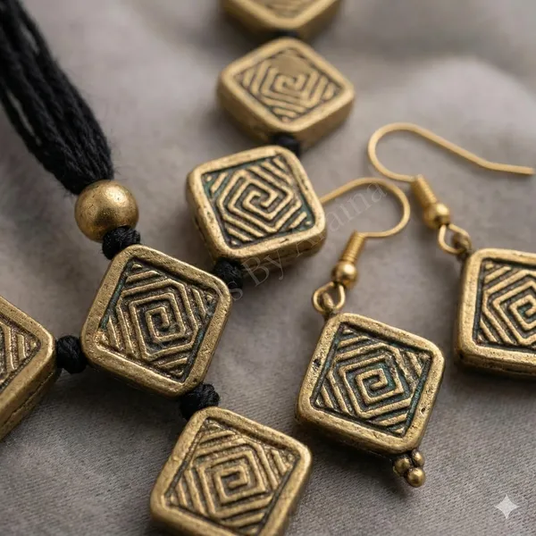 Oxidised_Geometric_Necklace_Set_With_Earrings