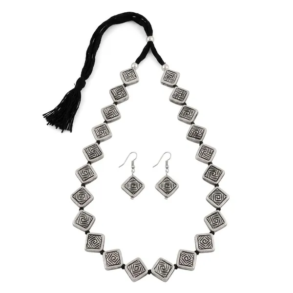 Oxidised_Geometric_Necklace_Set_With_Earrings
