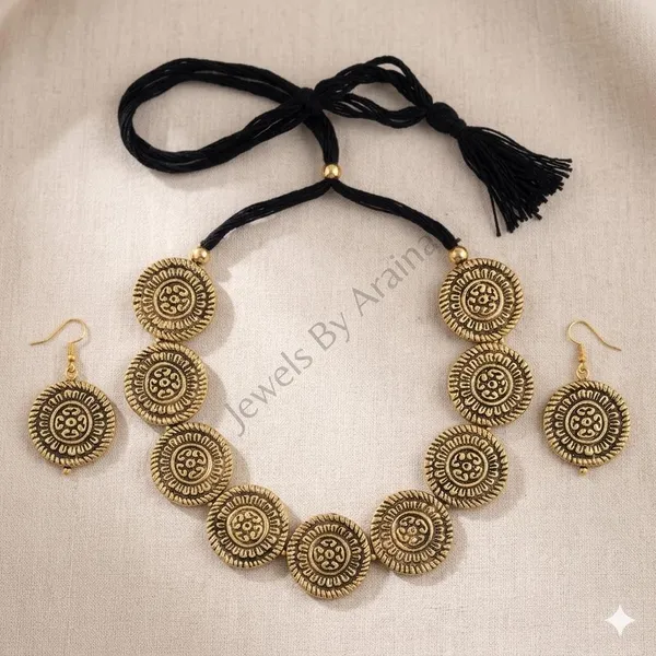 Oxidised_Coin_Necklace_Set_With_Earrings