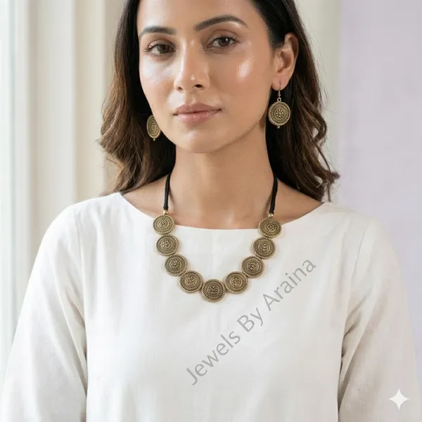Oxidised_Coin_Necklace_Set_With_Earrings