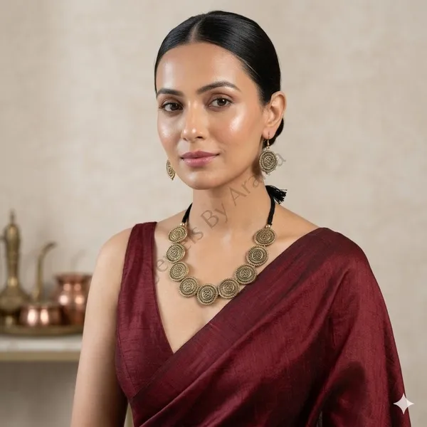 Oxidised_Coin_Necklace_Set_With_Earrings