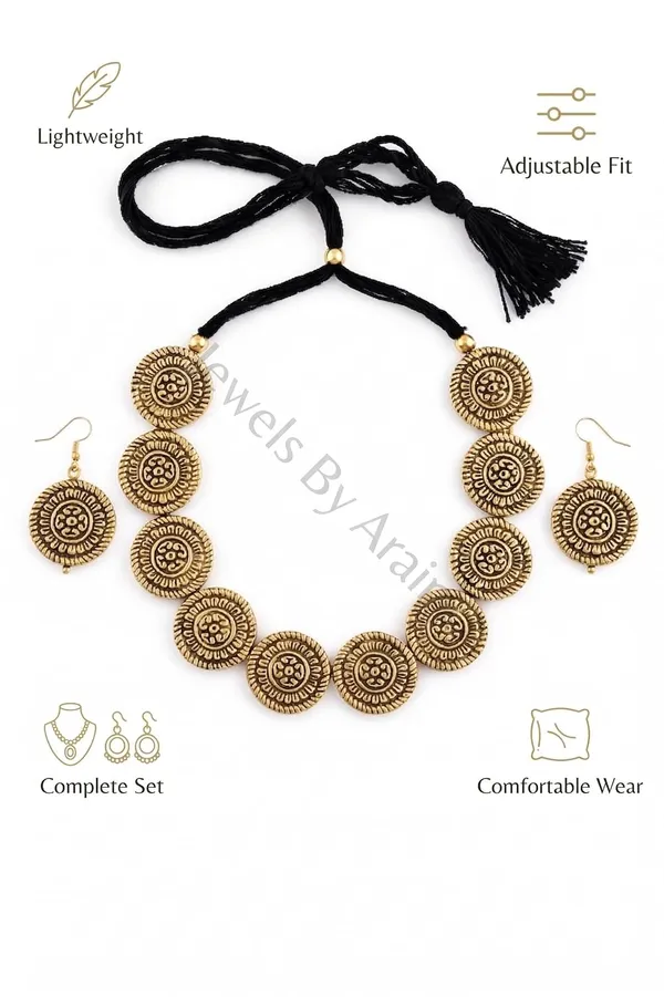 Oxidised_Coin_Necklace_Set_With_Earrings