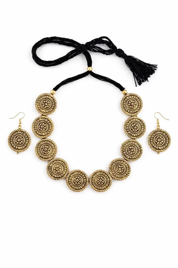 Oxidised_Coin_Necklace_Set_With_Earrings