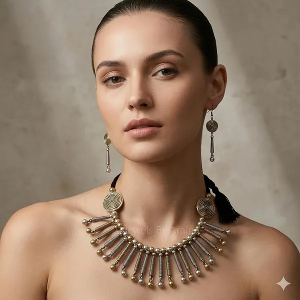 Oxidised_Tribal_Necklace_Set_With_Earrings