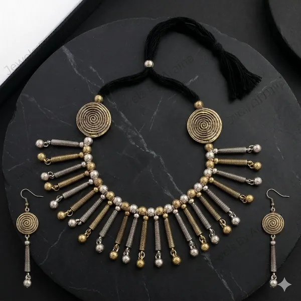 Oxidised_Tribal_Necklace_Set_With_Earrings