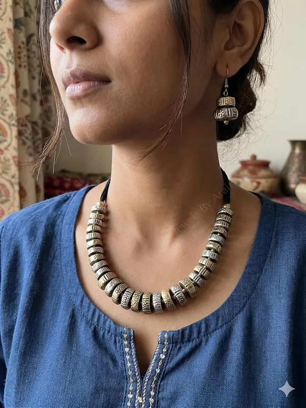 Oxidised_Tribal_Coin_Necklace_Set_With_Earrings