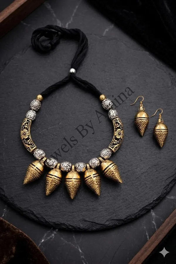 Oxidised_Tribal_Bell_Necklace_Set_With_Earrings