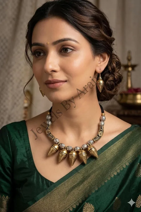 Oxidised_Tribal_Bell_Necklace_Set_With_Earrings