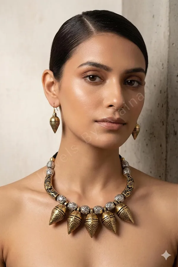 Oxidised_Tribal_Bell_Necklace_Set_With_Earrings