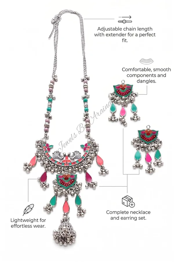 Oxidised_Peacock_Necklace_And_Jhumka_Earrings_Set