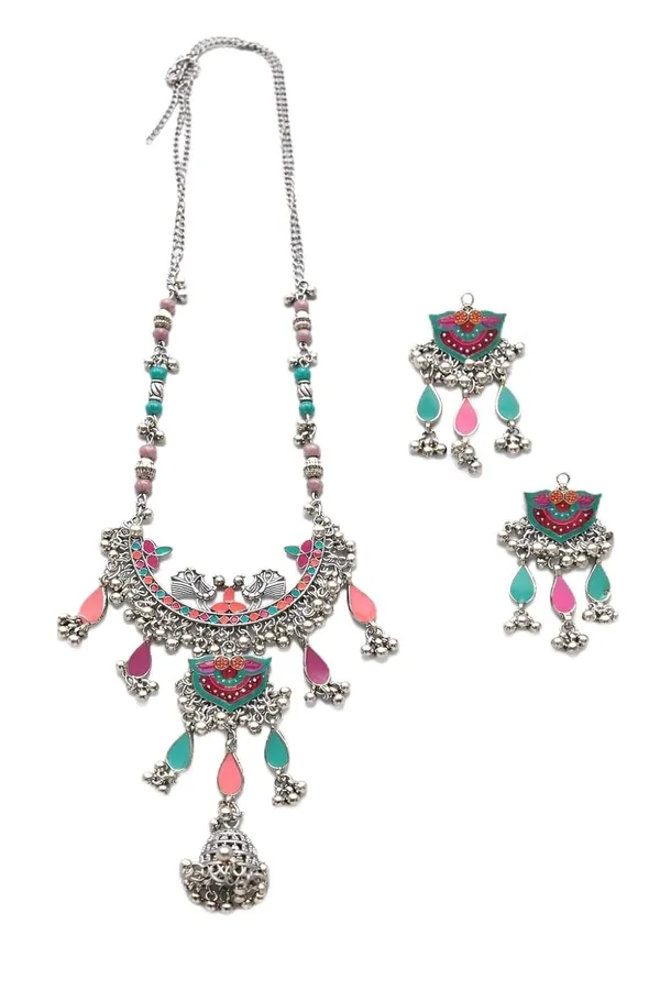 Oxidised_Peacock_Necklace_And_Jhumka_Earrings_Set
