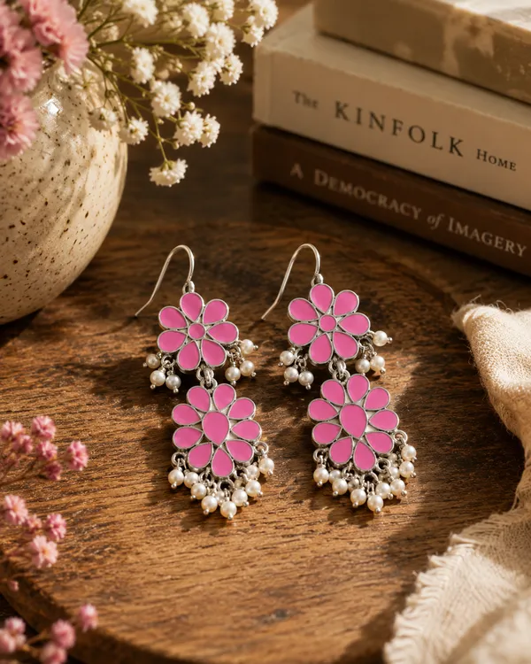 Enamel_Floral_Earrings_With_Ghungroo_Drops