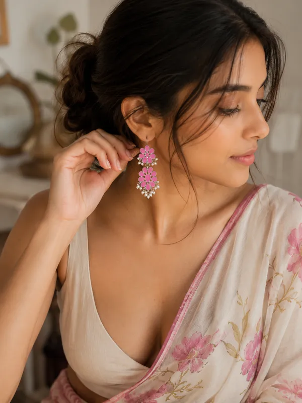 Enamel_Floral_Earrings_With_Ghungroo_Drops