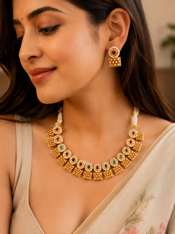 Gold_Tone_Necklace_Set_-_Multicolour