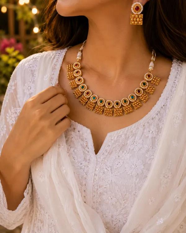 Gold_Tone_Necklace_Set_-_Multicolour