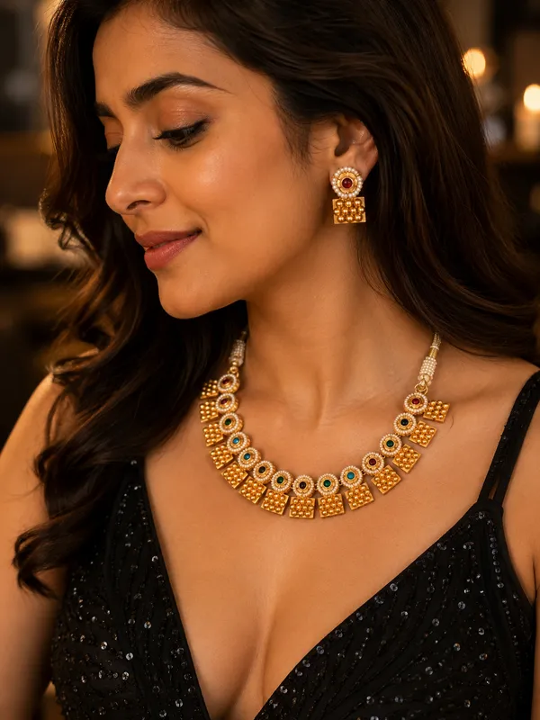 Gold_Tone_Necklace_Set_-_Multicolour