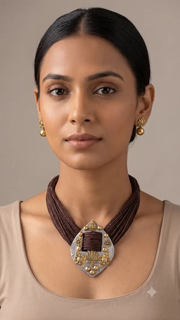 JBA_Brown_Jute_Thread_Statement_Necklace
