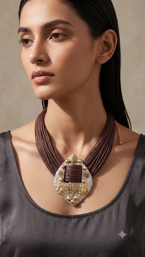 JBA_Brown_Jute_Thread_Statement_Necklace