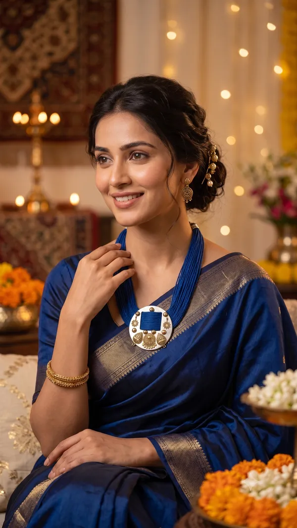 JBA_Royal_Blue_Jute_Thread_Statement_Necklace