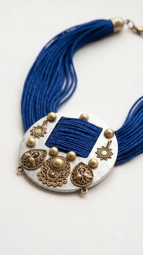 JBA_Royal_Blue_Jute_Thread_Statement_Necklace