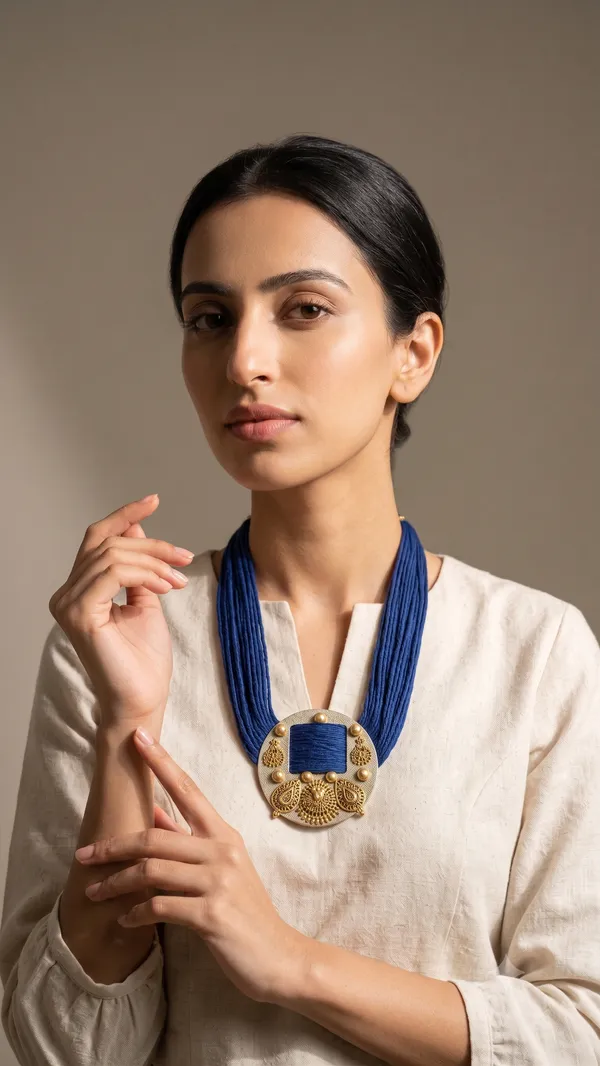 JBA_Royal_Blue_Jute_Thread_Statement_Necklace