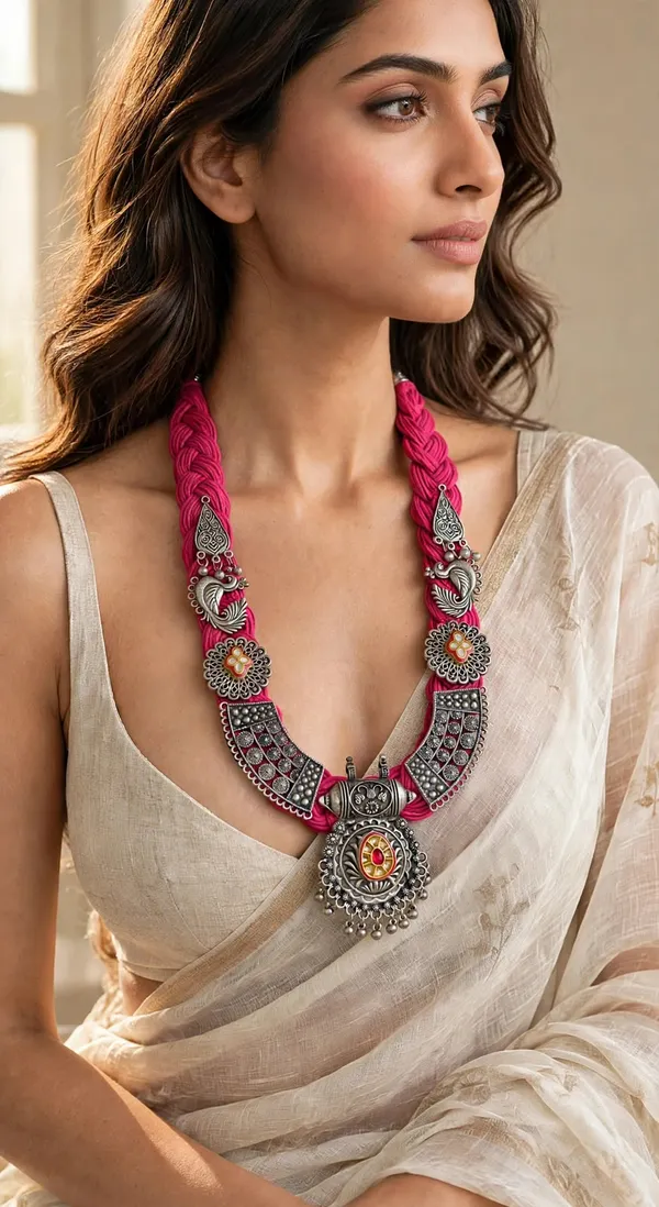 JEWELS_BY_ARAINA_Pink_Braided_jute_Necklace
