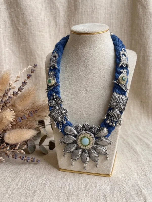 Nilaya_-_Blue_Jute_Necklace_with_Oxidised_Metal_Motifs