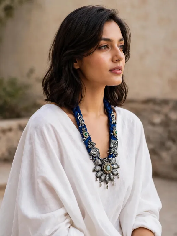 Nilaya_-_Blue_Jute_Necklace_with_Oxidised_Metal_Motifs