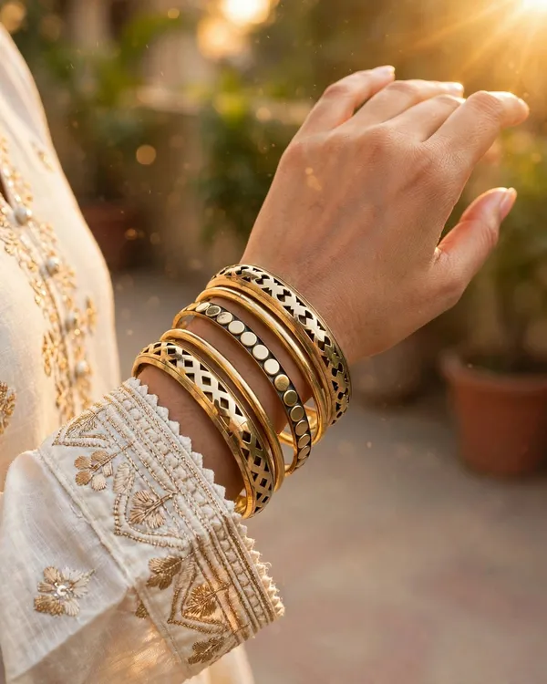 Oxidised_Bangle_Stack_(Set_of_5)_-_Golden_look