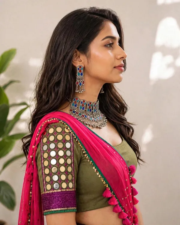 Oxidised_Meena_Choker_Necklace_with_Earrings_(Red_and_Blue)