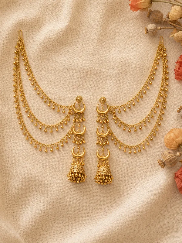 Crescent_Moon_Jhumka_Earrings_With_Hair_Chains