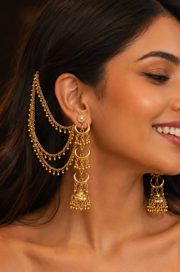 Crescent_Moon_Jhumka_Earrings_With_Hair_Chains