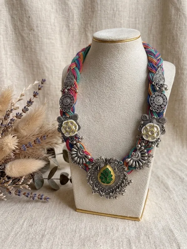 Rivaa_-_Multicolour_Braided_Jute_Necklace_with_Oxidised_Metal_Motifs