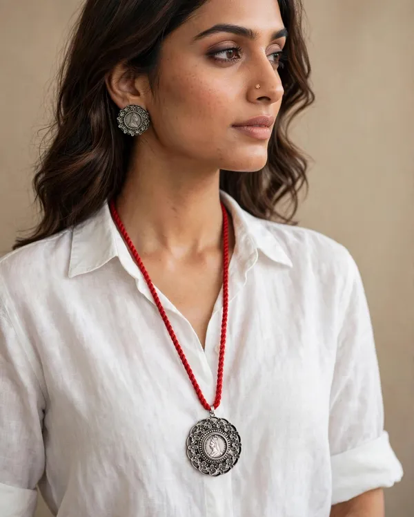 Victoria_Coin_Floral_Pendant_Set_with_Red_Dori_Thread��