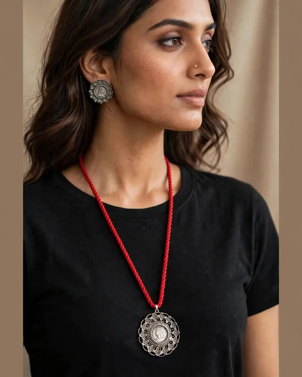 Victoria_Coin_Floral_Pendant_Set_with_Red_Dori_Thread��