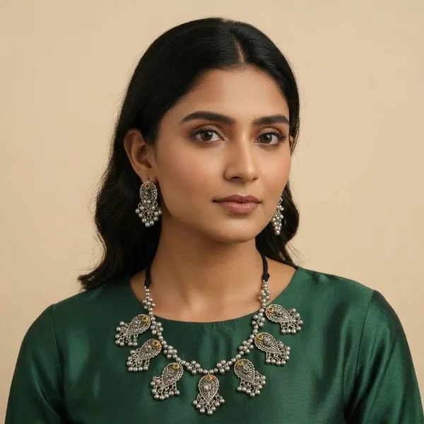 Oxidised_Silver_Necklace_Set_With_Earrings