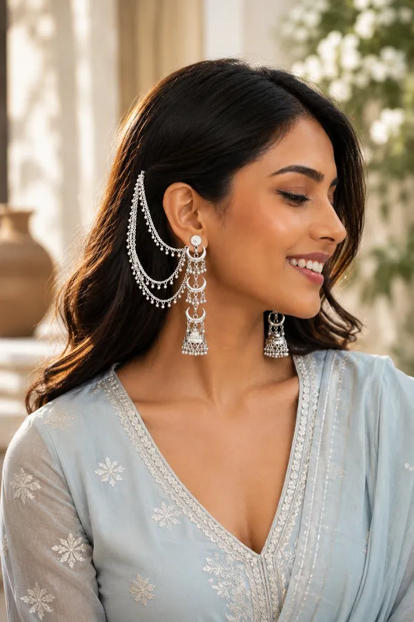 Oxidised_Silver_Earrings_With_Crescent_Motifs_And_Ghungroo